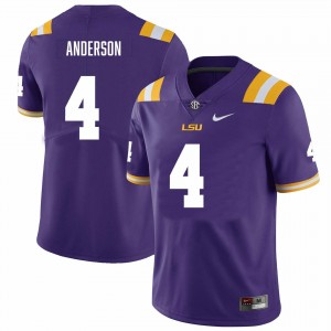 Men Nic Anderson Purple LSU Tigers #4 College Football Stitched Jersey 957622-303