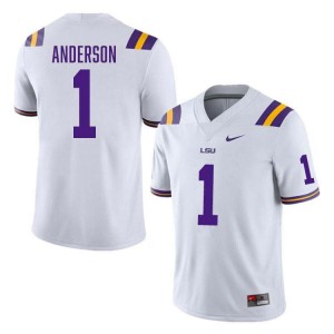 Men's Aaron Anderson White LSU Tigers #1 College Football Game Jersey 365898-636