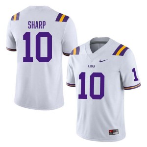 Mens Bauer Sharp White LSU Tigers #10 College Football Player Jersey 129314-890