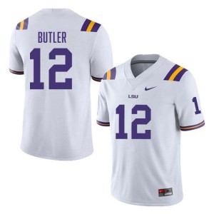 Men's Jimari Butler White LSU Tigers #12 College Football Official Jersey 170902-859