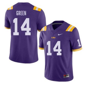 Mens Trey'Dez Green Purple LSU Tigers #14 College Football University Jersey 135449-884