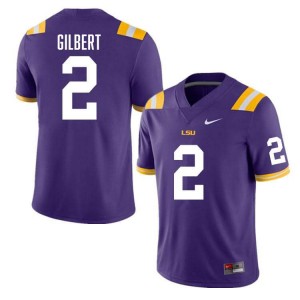 Men's Jardin Gilbert Purple LSU Tigers #2 College Football Stitched Jersey 826220-814