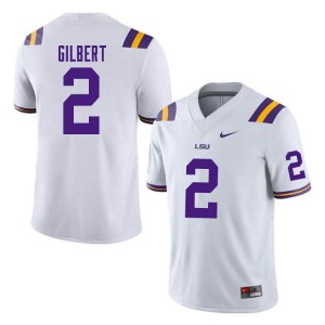 Mens Jardin Gilbert White LSU Tigers #2 College Football Game Jersey 341917-762