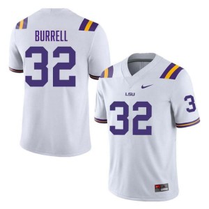 Men's Aeron Burrell White LSU Tigers #32 College Football Player Jersey 476076-357