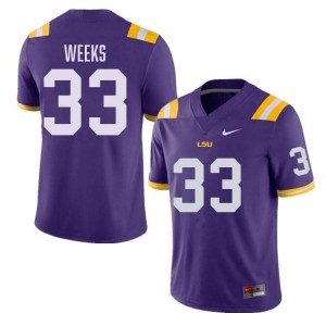 Men's West Weeks Purple LSU Tigers #33 College Football NCAA Jersey 786306-265