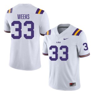 Men West Weeks White LSU Tigers #33 College Football Official Jersey 506715-796