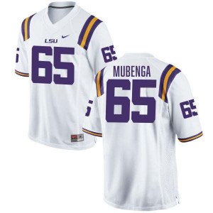 Men Paul Mubenga White LSU Tigers #65 College Football University Jersey 455841-477