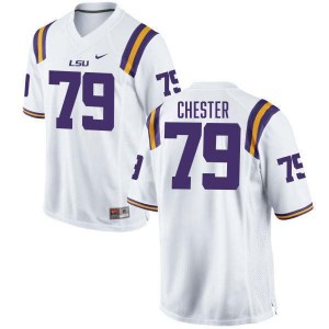 Mens DJ Chester White LSU Tigers #79 College Football Stitched Jersey 806105-674