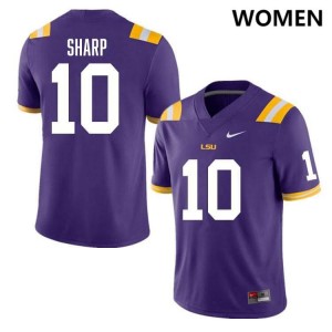 Women Bauer Sharp Purple LSU Tigers #10 College Football Game Jersey 282509-526