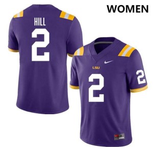 Womens Destyn Hill Purple LSU Tigers #2 College Football Official Jersey 500358-516