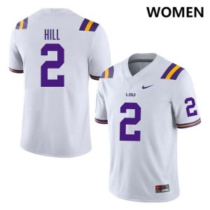 Women's Destyn Hill White LSU Tigers #2 College Football Replica Jersey 158317-222