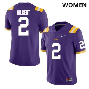 Women Jardin Gilbert Purple LSU Tigers #2 College Football Stitched Jersey 539418-332