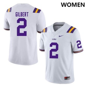 Womens Jardin Gilbert White LSU Tigers #2 College Football Alumni Jersey 232414-977