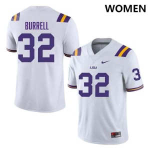 Women's Aeron Burrell White LSU Tigers #32 College Football Game Jersey 497277-630