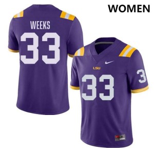 Women's West Weeks Purple LSU Tigers #33 College Football Limited Jersey 292330-359