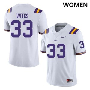 Women West Weeks White LSU Tigers #33 College Football Alumni Jersey 964245-937