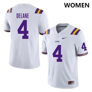 Womens Mansoor Delane White LSU Tigers #4 College Football High School Jersey 321918-934