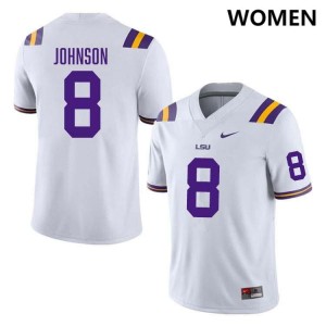 Women's Ju'Juan Johnson White LSU Tigers #8 College Football Embroidery Jersey 260696-365