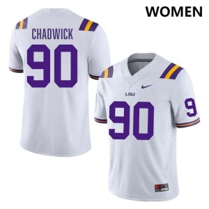 Women Grant Chadwick White LSU Tigers #90 College Football Official Jersey 298845-722