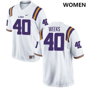 Women's Whit Weeks White LSU Tigers #40 College Football Embroidery Jersey 871665-444