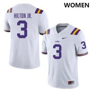 Women's Chris Hilton Jr. White LSU Tigers #3 College Football Stitched Jersey 243105-296