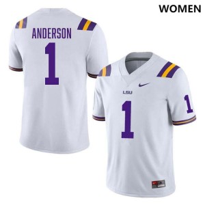 Women's Aaron Anderson White LSU Tigers #1 College Football Alumni Jersey 863527-802