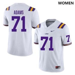 Women Tyree Adams White LSU Tigers #71 College Football Player Jersey 115059-401