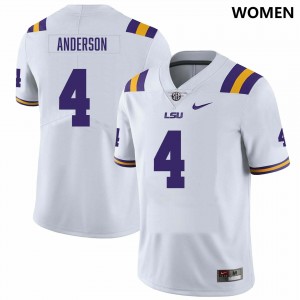 Womens Nic Anderson White LSU Tigers #4 College Football University Jersey 933467-776