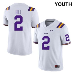 Youth Destyn Hill White LSU Tigers #2 College Football Replica Jersey 464977-847