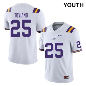 Youth Javien Toviano White LSU Tigers #25 College Football Embroidery Jersey 549923-871