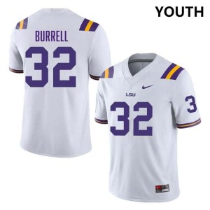 Youth Aeron Burrell White LSU Tigers #32 College Football Official Jersey 282112-955