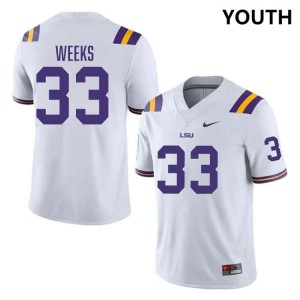 Youth West Weeks White LSU Tigers #33 College Football Limited Jersey 596244-530