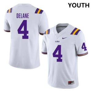 Youth Mansoor Delane White LSU Tigers #4 College Football High School Jersey 935136-688