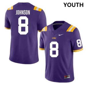 Youth Ju'Juan Johnson Purple LSU Tigers #8 College Football Embroidery Jersey 998866-606