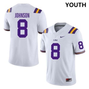 Youth Ju'Juan Johnson White LSU Tigers #8 College Football 2024 Jersey 728971-185