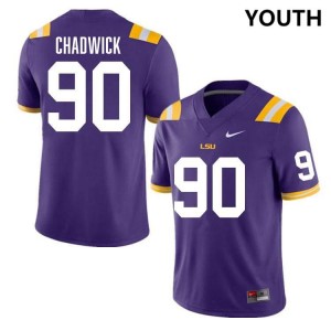 Youth Grant Chadwick Purple LSU Tigers #90 College Football University Jersey 295236-344