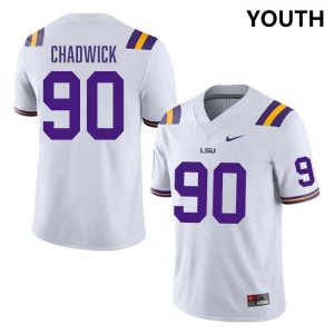 Youth Grant Chadwick White LSU Tigers #90 College Football University Jersey 715618-653