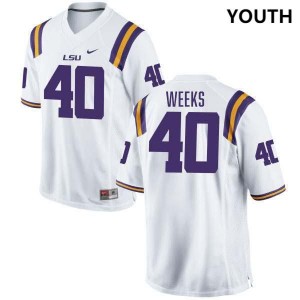 Youth Whit Weeks White LSU Tigers #40 College Football 2024-25 Jersey 893588-837