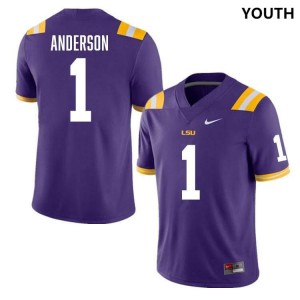 Youth Aaron Anderson Purple LSU Tigers #1 College Football 2024 Jersey 550628-478