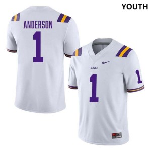Youth Aaron Anderson White LSU Tigers #1 College Football NCAA Jersey 977616-503
