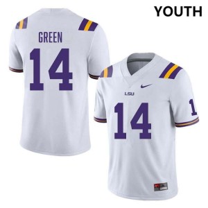 Youth Trey'Dez Green White LSU Tigers #14 College Football Replica Jersey 604201-275