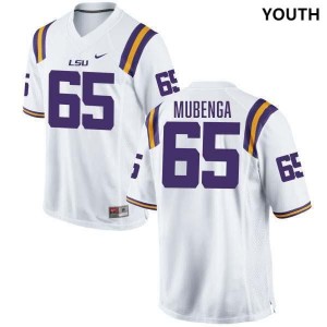 Youth Paul Mubenga White LSU Tigers #65 College Football University Jersey 818721-487