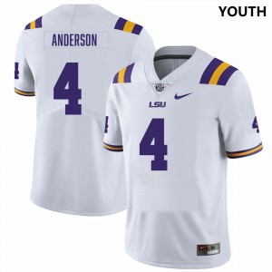 Youth Nic Anderson White LSU Tigers #4 College Football Official Jersey 950130-191
