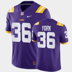Mens Cade York Purple LSU Tigers #36 College Football Game Jersey 478585-948