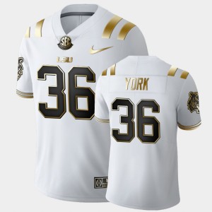 Men Cade York White LSU Tigers #36 Golden Edition Limited Football Jersey 472668-715
