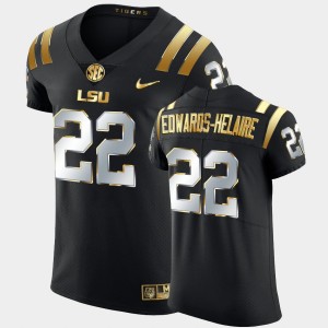 Men Clyde Edwards-Helaire Black LSU Tigers #22 Golden Edition Elite Jersey 323646-352