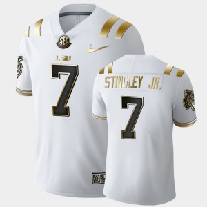 Mens Derek Stingley Jr. White LSU Tigers #7 College Football Golden Edition Jersey 815187-340