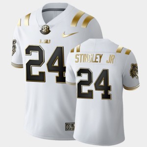 Mens Derek Stingley Jr. White LSU Tigers #24 Golden Edition Limited Football Jersey 282870-251