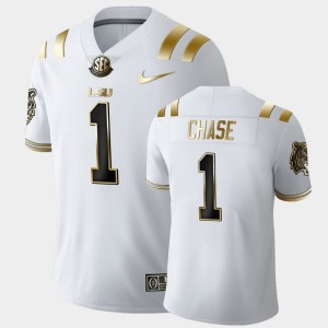 Mens Ja'Marr Chase White LSU Tigers #1 Golden Edition Limited Football Jersey 309497-759