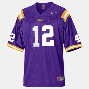 Mens Jarrett Lee Purple LSU Tigers #12 College Football Jersey 109573-488